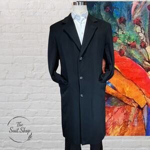 Joseph & Lyman Mens 44L Black 100% Cashmere Long Chesterfield OverCoat